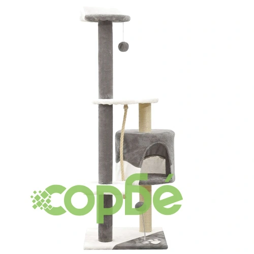 Котешко дърво със сизалени стълбове, сиво и бяло, 120 см ➤ топ цена ➤ sorbe.bg