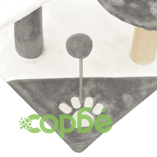 Котешко дърво със сизалени стълбове, сиво и бяло, 120 см ➤ топ цена ➤ sorbe.bg