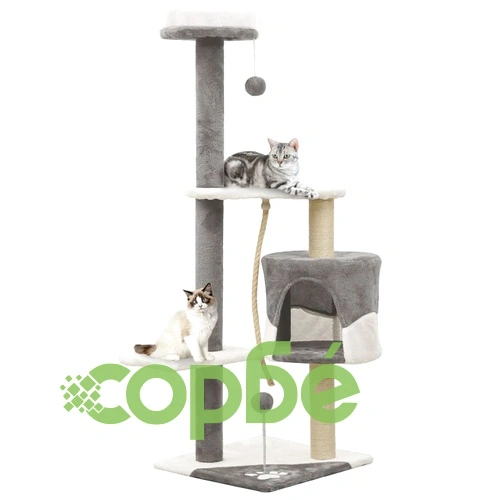 Котешко дърво със сизалени стълбове, сиво и бяло, 120 см ➤ топ цена ➤ sorbe.bg