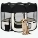 Сгъваема кучешка кошара с чанта за носене, черна, 90x90x58 см