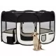 Сгъваема кучешка кошара с чанта за носене, черна, 145x145x61 см