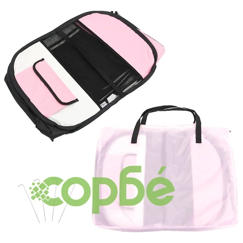 Сгъваема кучешка кошара с чанта за носене розова 125x125x61 см ➤ топ цена ➤ sorbe.bg