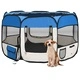 Сгъваема кучешка кошара с чанта за носене, синя, 110x110x58 см