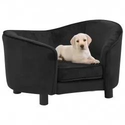 Кучешки диван, черен, 69x49x40 см, плюш