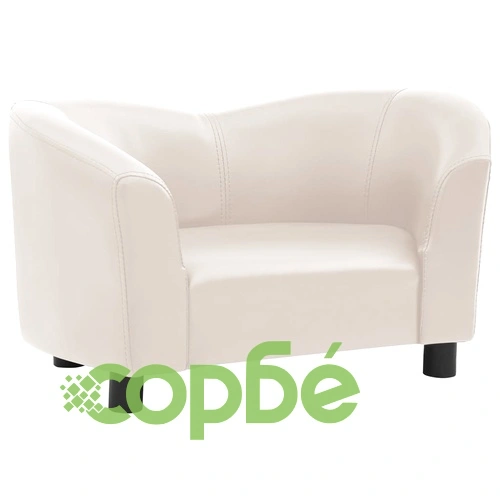 Кучешки диван, кремав, 67x41x39 см, изкуствена кожа ➤ топ цена ➤ sorbe.bg