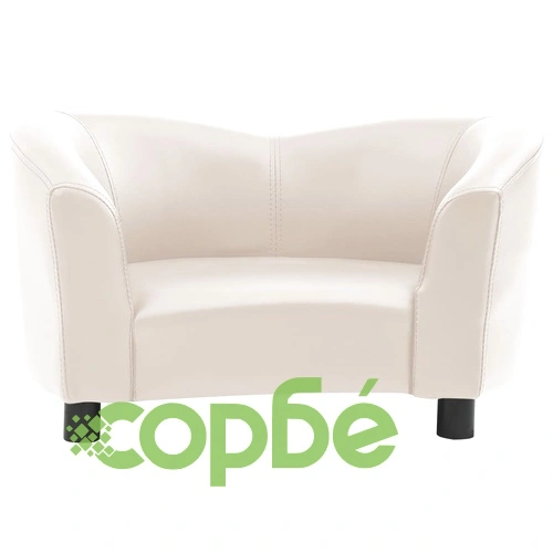 Кучешки диван, кремав, 67x41x39 см, изкуствена кожа ➤ топ цена ➤ sorbe.bg