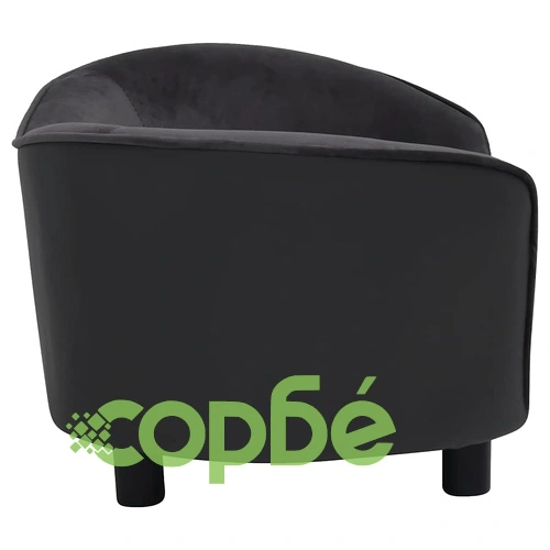 Кучешки диван, черен, 69x49x40 см, плюш и изкуствена кожа ➤ топ цена ➤ sorbe.bg