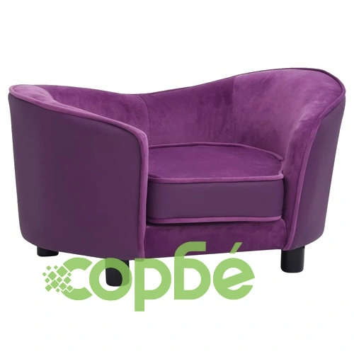 Кучешки диван, бордо, 69x49x40 см, плюш и изкуствена кожа ➤ топ цена ➤ sorbe.bg