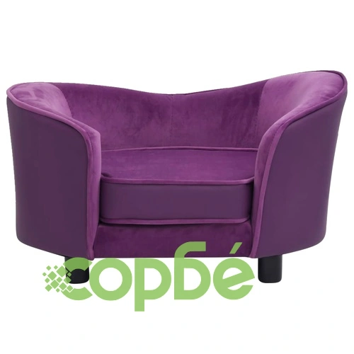 Кучешки диван, бордо, 69x49x40 см, плюш и изкуствена кожа ➤ топ цена ➤ sorbe.bg