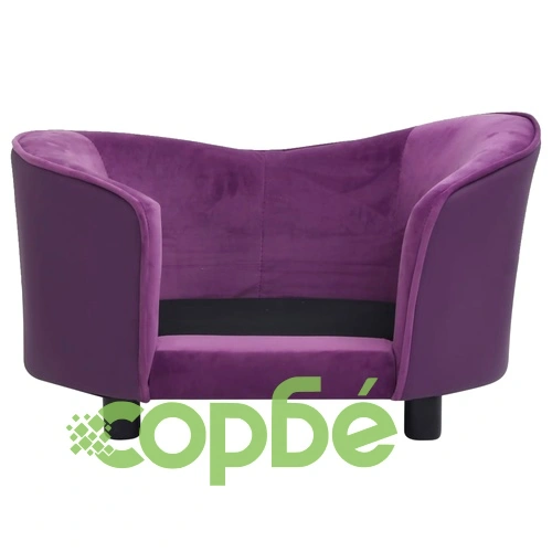 Кучешки диван, бордо, 69x49x40 см, плюш и изкуствена кожа ➤ топ цена ➤ sorbe.bg