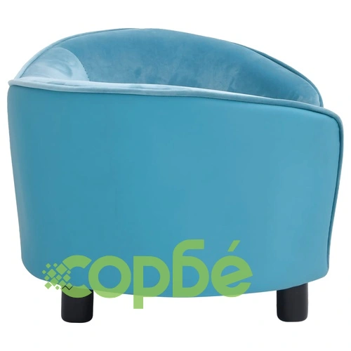 Кучешки диван, тюркоаз, 69x49x40 см, плюш и изкуствена кожа ➤ топ цена ➤ sorbe.bg