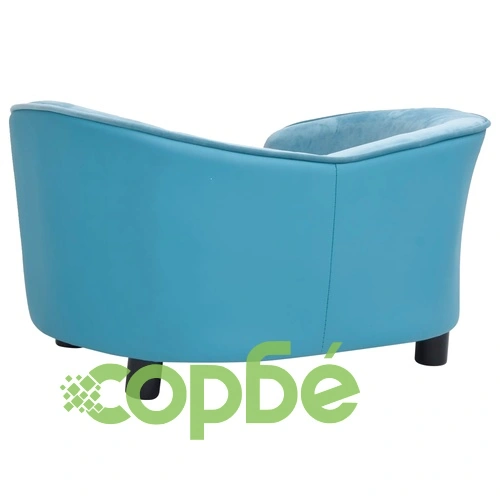 Кучешки диван, тюркоаз, 69x49x40 см, плюш и изкуствена кожа ➤ топ цена ➤ sorbe.bg