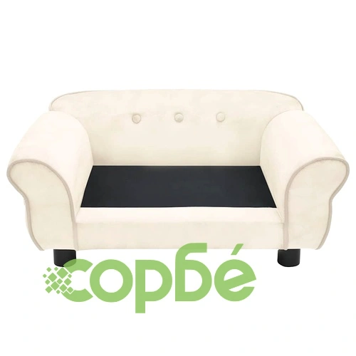 Кучешки диван, кремав, 72x45x30 см, плюш ➤ топ цена ➤ sorbe.bg