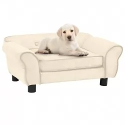 Кучешки диван, кремав, 72x45x30 см, плюш