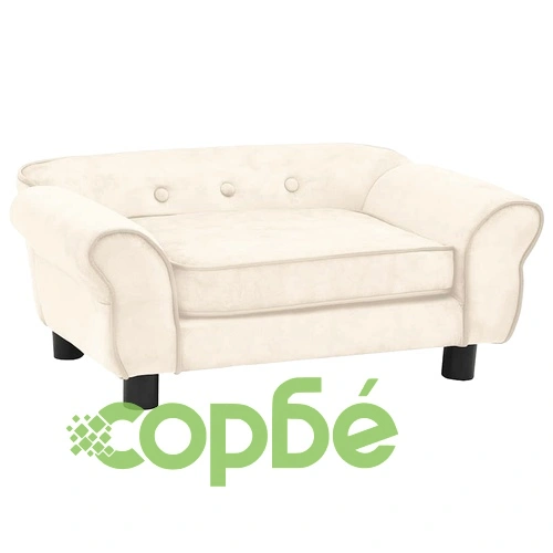 Кучешки диван, кремав, 72x45x30 см, плюш ➤ топ цена ➤ sorbe.bg