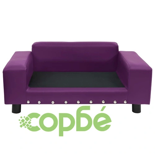 Кучешки диван, бордо, 81x43x31 см, плюш и изкуствена кожа ➤ топ цена ➤ sorbe.bg