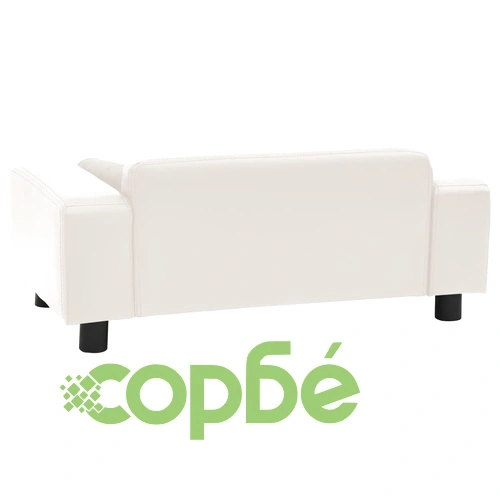 Кучешки диван, кремав, 81x43x31 см, плюш и изкуствена кожа ➤ топ цена ➤ sorbe.bg