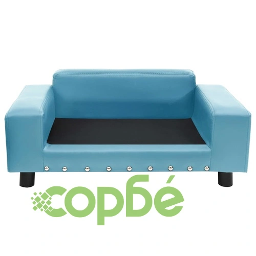 Кучешки диван, тюркоаз, 81x43x31 см, плюш и изкуствена кожа ➤ топ цена ➤ sorbe.bg