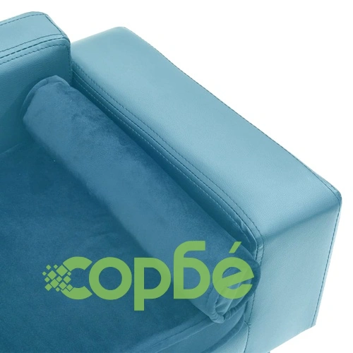 Кучешки диван, тюркоаз, 81x43x31 см, плюш и изкуствена кожа ➤ топ цена ➤ sorbe.bg