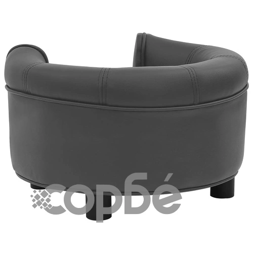 Кучешки диван, тъмносив, 48x48x32 см, плюш и изкуствена кожа ➤ топ цена ➤ sorbe.bg