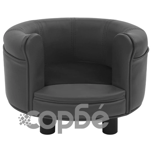 Кучешки диван, тъмносив, 48x48x32 см, плюш и изкуствена кожа ➤ топ цена ➤ sorbe.bg