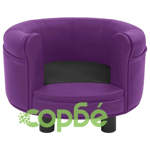 Кучешки диван, бордо, 48x48x32 см, плюш и изкуствена кожа ➤ топ цена ➤ sorbe.bg