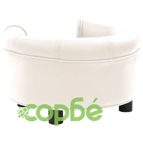 Кучешки диван, кремав, 48x48x32 см, плюш и изкуствена кожа ➤ топ цена ➤ sorbe.bg