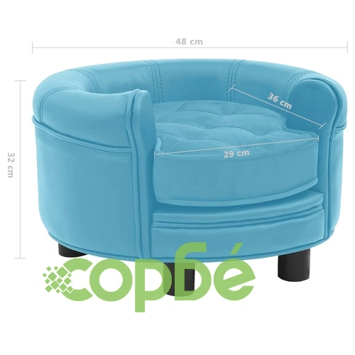 Кучешки диван, тюркоаз, 48x48x32 см, плюш и изкуствена кожа ➤ топ цена ➤ sorbe.bg