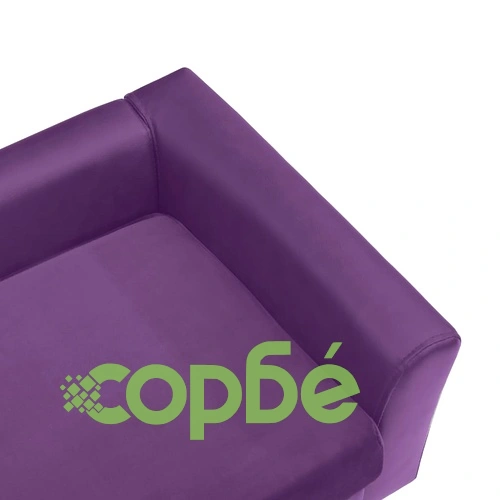 Кучешки диван с пяна бордо 60x43x30 см плюш и изкуствена кожа ➤ топ цена ➤ sorbe.bg