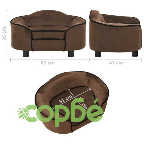 Кучешки диван, кафяв, 67x47x36 см, плюш ➤ топ цена ➤ sorbe.bg