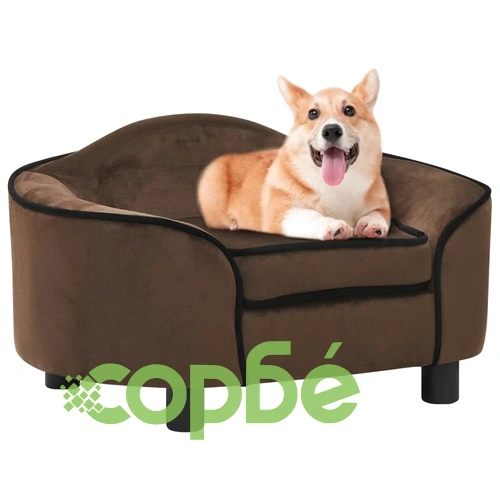Кучешки диван, кафяв, 67x47x36 см, плюш ➤ топ цена ➤ sorbe.bg