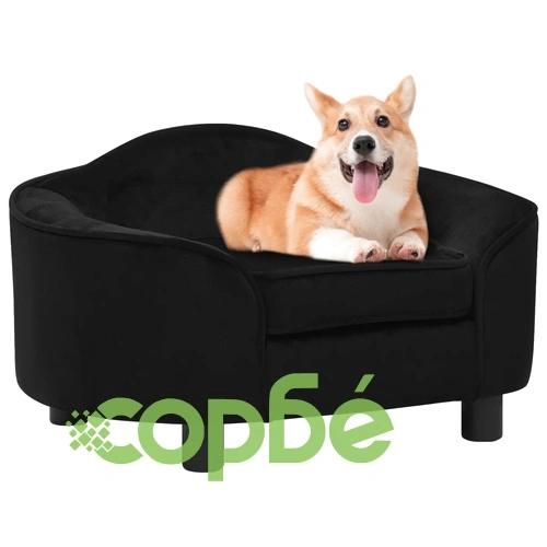 Кучешки диван, черен, 67x47x36 см, плюш ➤ топ цена ➤ sorbe.bg