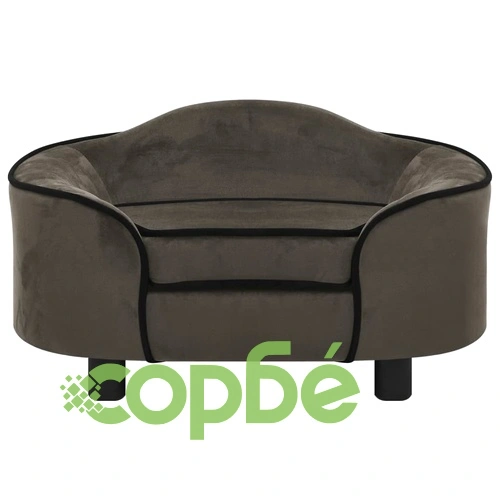 Кучешки диван, тъмносив, 67x47x36 см, плюш ➤ топ цена ➤ sorbe.bg