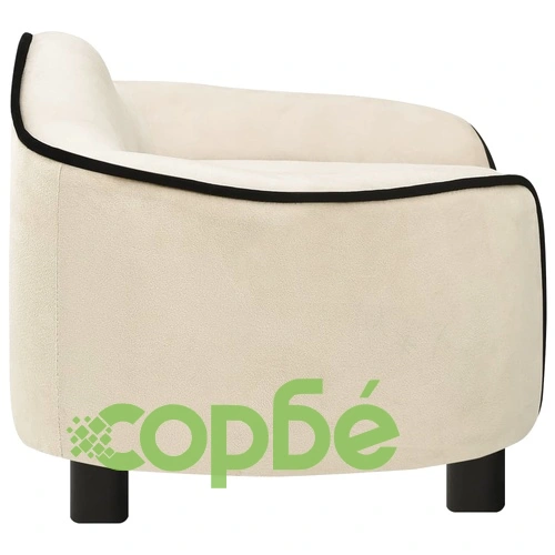 Кучешки диван, кремав, 67x47x36 см, плюш ➤ топ цена ➤ sorbe.bg