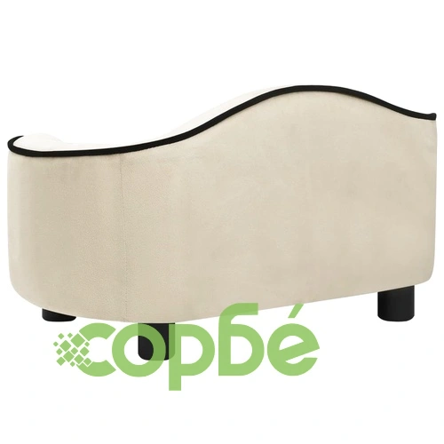 Кучешки диван, кремав, 67x47x36 см, плюш ➤ топ цена ➤ sorbe.bg