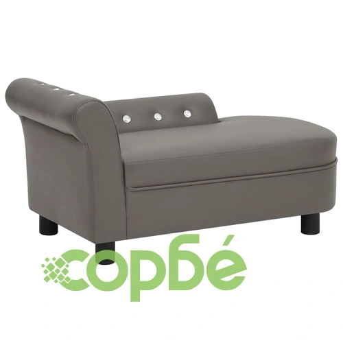 Кучешки диван, сив, 83x45x42 см, изкуствена кожа ➤ топ цена ➤ sorbe.bg