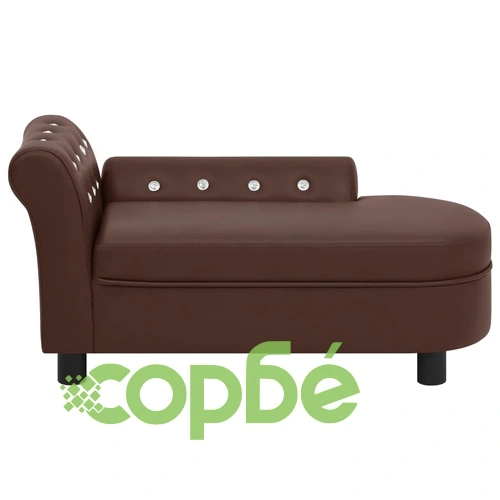 Кучешки диван, кафяв, 83x45x42 см, изкуствена кожа ➤ топ цена ➤ sorbe.bg