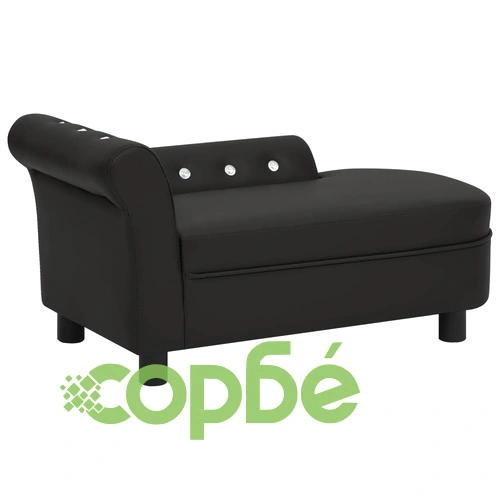 Кучешки диван, черен, 83x45x42 см, изкуствена кожа ➤ топ цена ➤ sorbe.bg