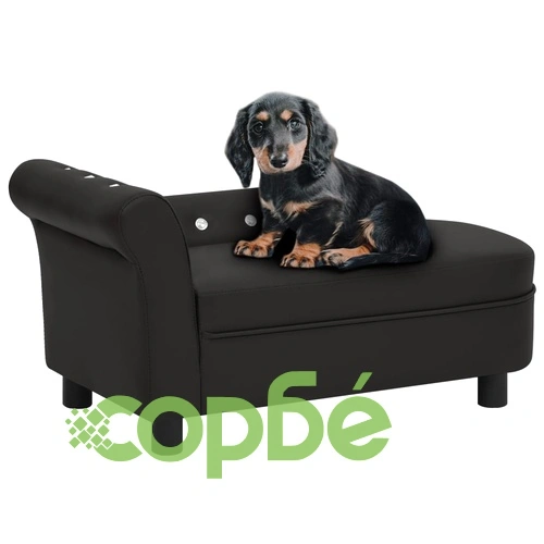 Кучешки диван, черен, 83x45x42 см, изкуствена кожа ➤ топ цена ➤ sorbe.bg