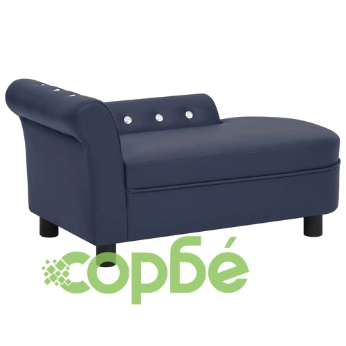 Кучешки диван, син, 83x45x42 см, изкуствена кожа ➤ топ цена ➤ sorbe.bg