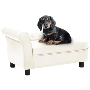 Кучешки диван, кремав, 83x45x42 см, изкуствена кожа