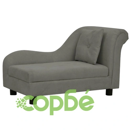 Кучешки диван с възглавница, тъмносив, 83x44x44 см, плюш ➤ топ цена ➤ sorbe.bg