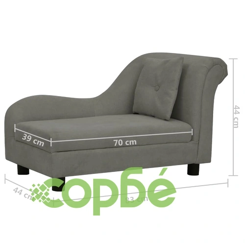 Кучешки диван с възглавница, тъмносив, 83x44x44 см, плюш ➤ топ цена ➤ sorbe.bg