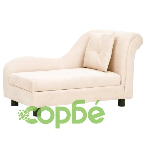 Кучешки диван с възглавница, кремав, 83x44x44 см, плюш ➤ топ цена ➤ sorbe.bg