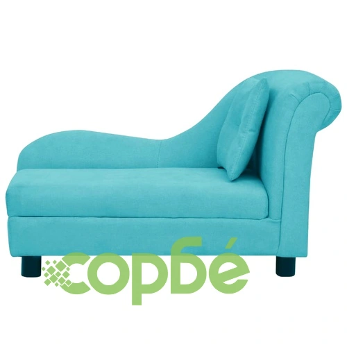 Кучешки диван с възглавница, тюркоаз, 83x44x44 см, плюш ➤ топ цена ➤ sorbe.bg