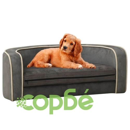 Сгъваем кучешки диван сив 73x67x26 см плюш перима възглавница ➤ топ цена ➤ sorbe.bg