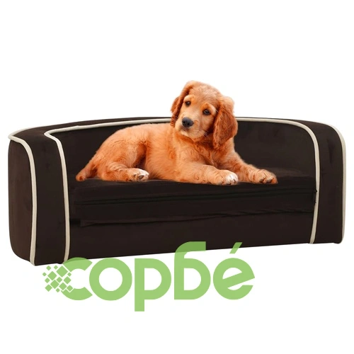 Сгъваем кучешки диван кафяв 73x67x26 см плюш перима възглавница ➤ топ цена ➤ sorbe.bg