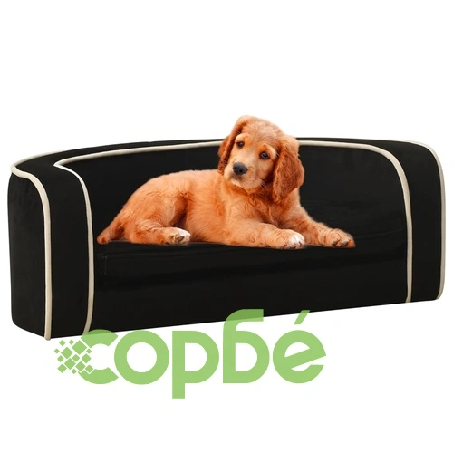 Сгъваем кучешки диван черен 73x67x26 см плюш перима възглавница ➤ топ цена ➤ sorbe.bg