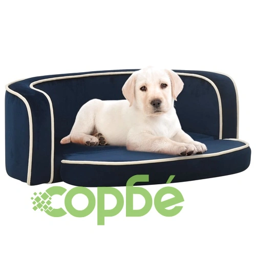 Сгъваем кучешки диван син 73x67x26 см плюш перима възглавница ➤ топ цена ➤ sorbe.bg