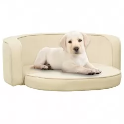 Сгъваем кучешки диван кремав 73x67x26см плюш перима възглавница